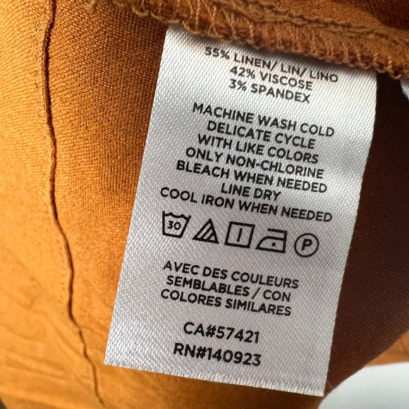 Lou & Grey by Loft Linen Blend Midi Dress Cap Sleeve V-Neck - Picture 4 of 9